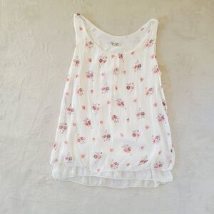 Via Signoria Silk Layered Floral Babydoll Top Medium Chiffon Flowy